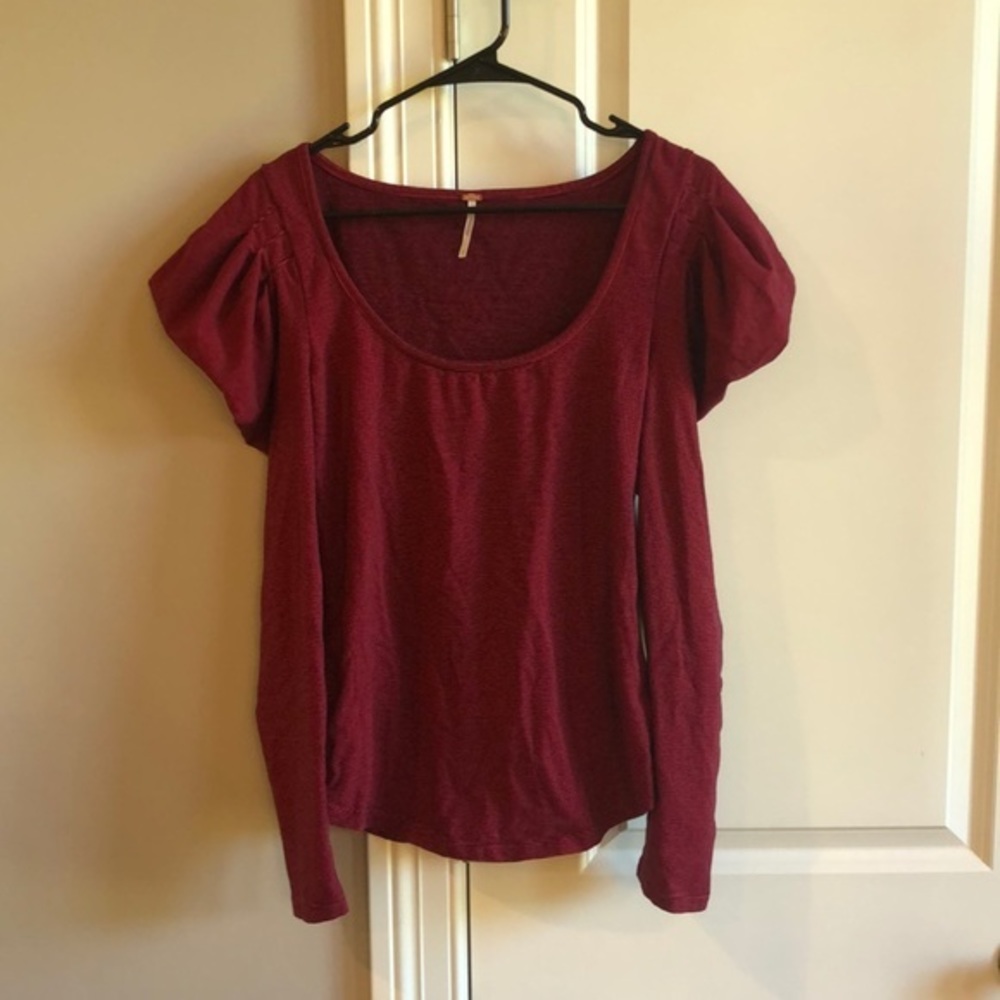 Free People‎ Women’s LS Puff Shoulder Tee Size L